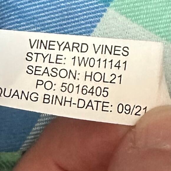 Vineyard Vines Men's‎ Large Long Sleeve Button-Up Whale Shirt Plaid Green Blue - Picture 9 of 9